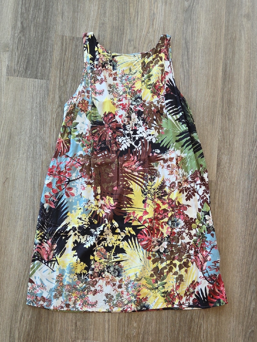 J. Jill Tropical Floral Mini Dress-  Brown, Yellow, Green, Blue, Pink Size Large
